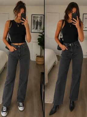 Levi’s Black Washed Straight Leg Jeans | Model Off Duty CBK